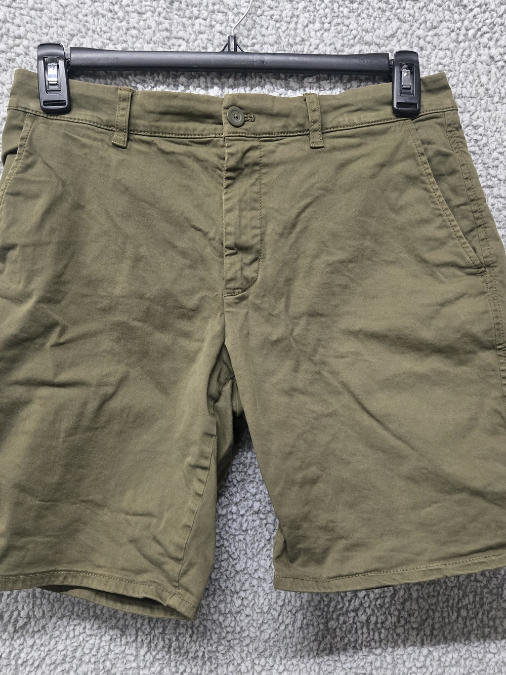 Zara Olive Green Flat-Front Men's Shorts